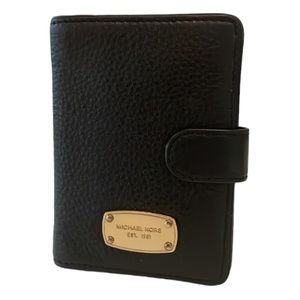 Micheal Kors Black Pebble Leather Passport Wallet